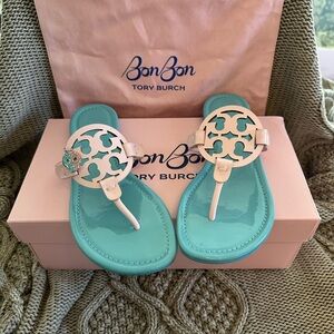 Tory Burch Miller Patent Leather Bon Bon Sandal Cotton Candy